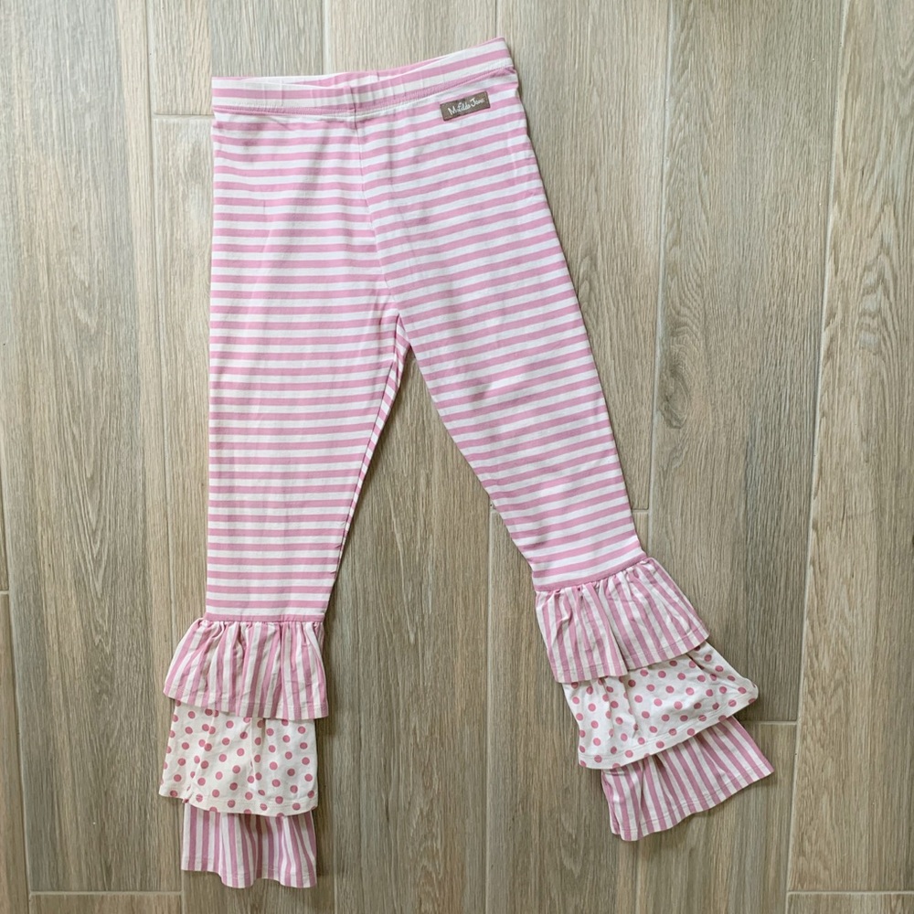 Matilda Jane Pink Striped Ruffled Benny Leggings 8